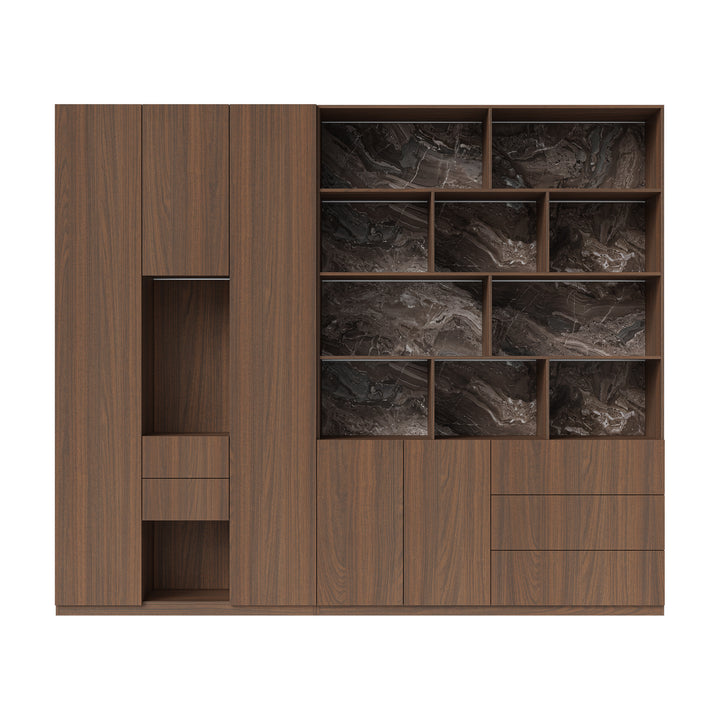 Modular Display Cabinet Set with Drawers