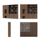 Modular Display Cabinet Set with Drawers-Brown