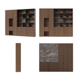 Modular Display Cabinet Set with Drawers-Brown