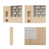 Modular Display Cabinet Set with Drawers-Natural