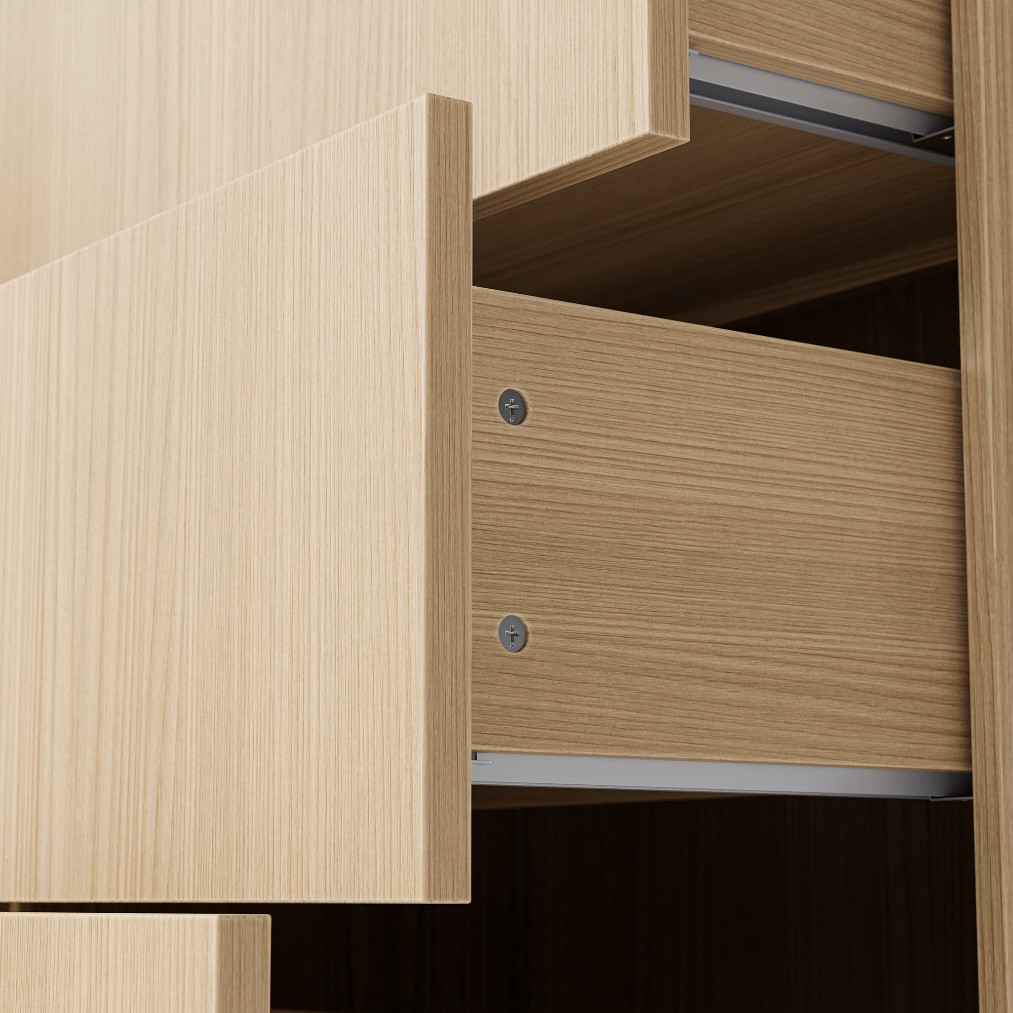 Modular Display Cabinet Set with Drawers-Natural