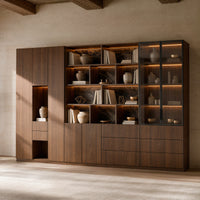 3-Piece Display Cabinet Storage Set-Brown