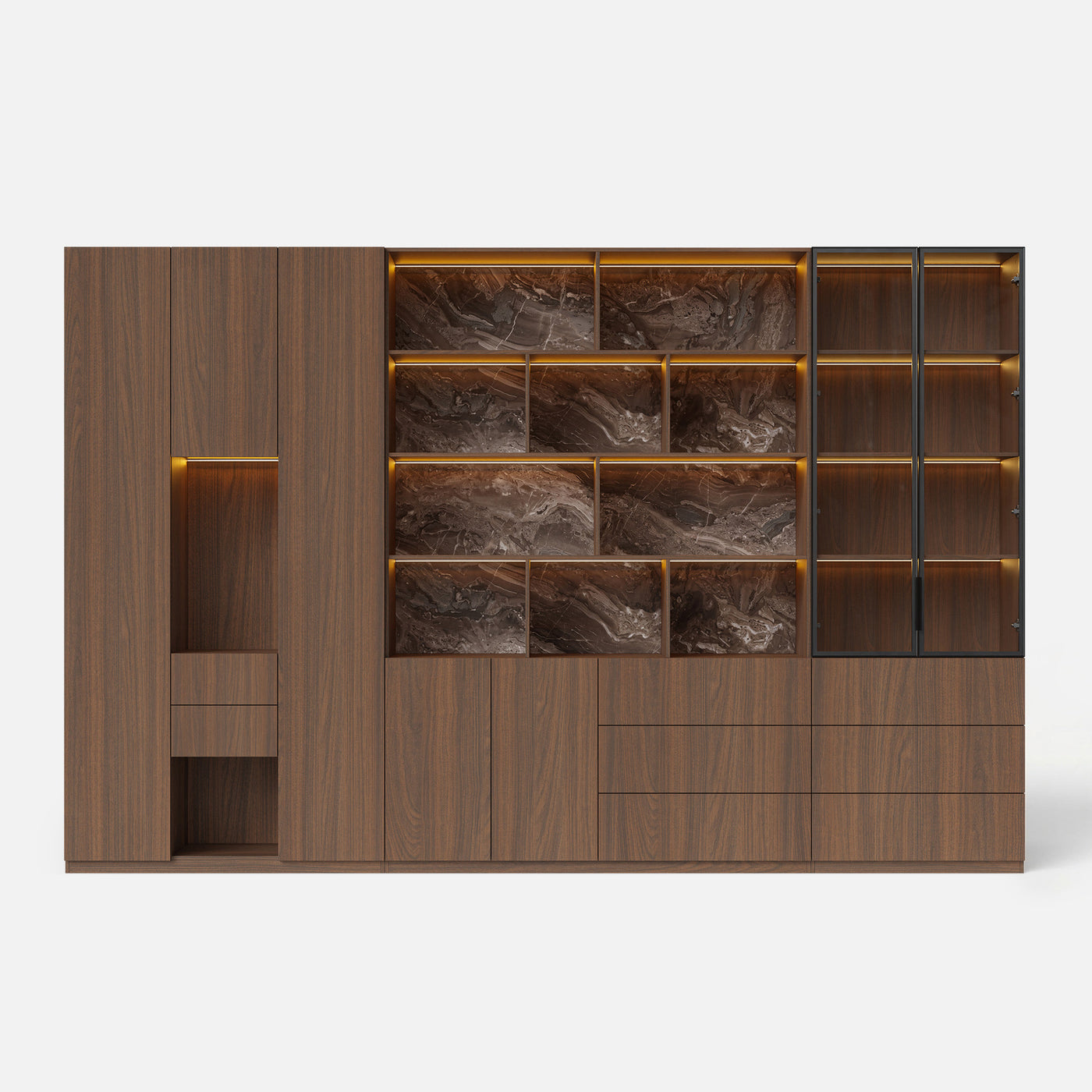 3-Piece Display Cabinet Storage Set-Brown