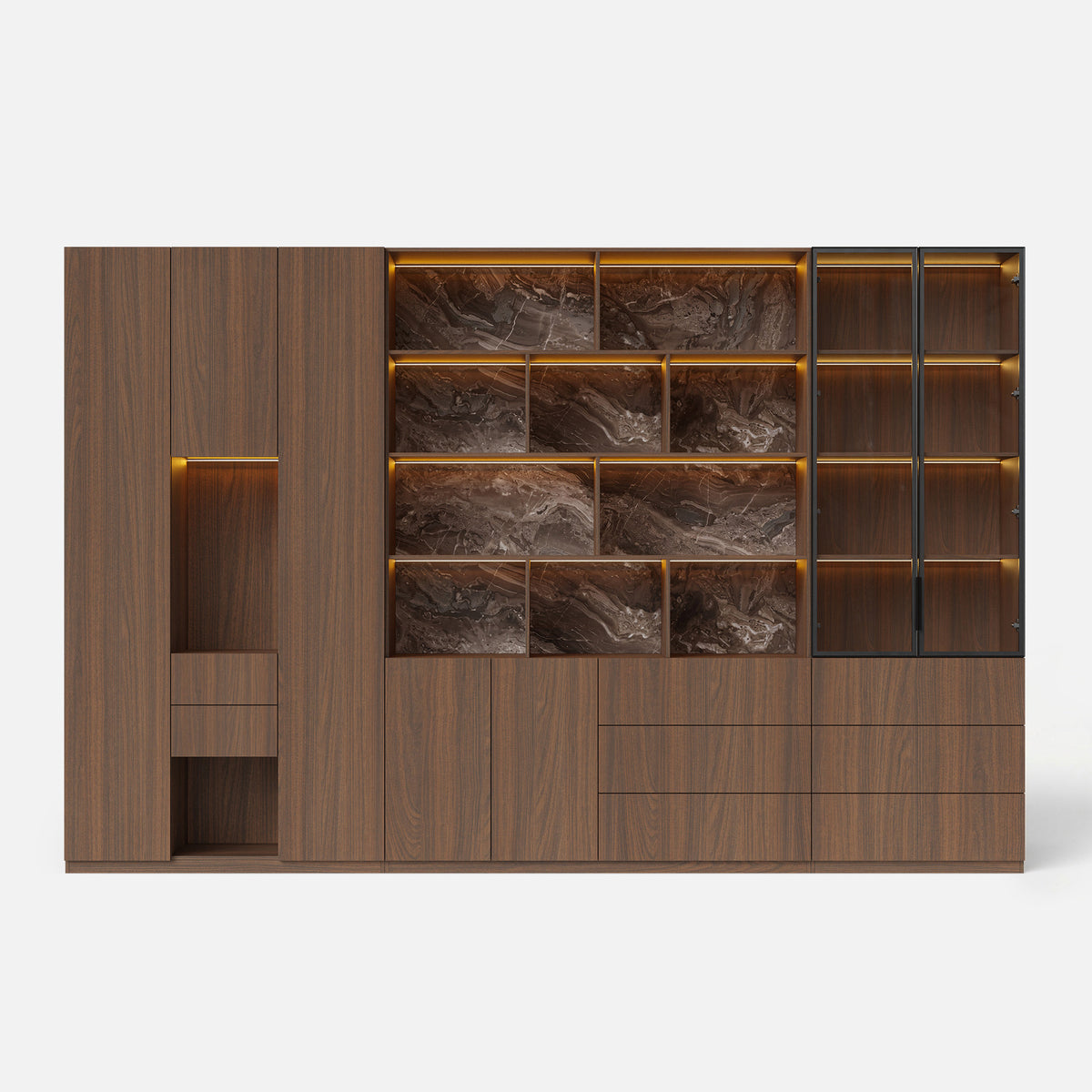 3-Piece Display Cabinet Storage Set-Brown