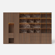 3-Piece Display Cabinet Storage Set-Brown