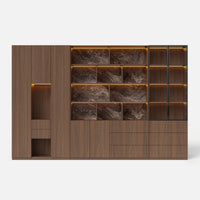 3-Piece Display Cabinet Storage Set-Brown