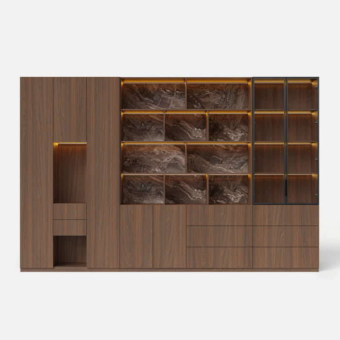 3-Piece Display Cabinet Storage Set-Brown
