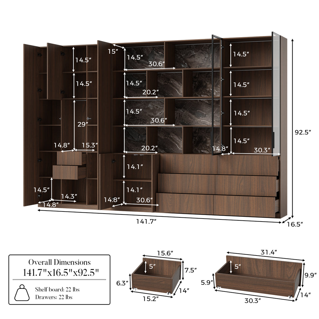 3-Piece Display Cabinet Storage Set