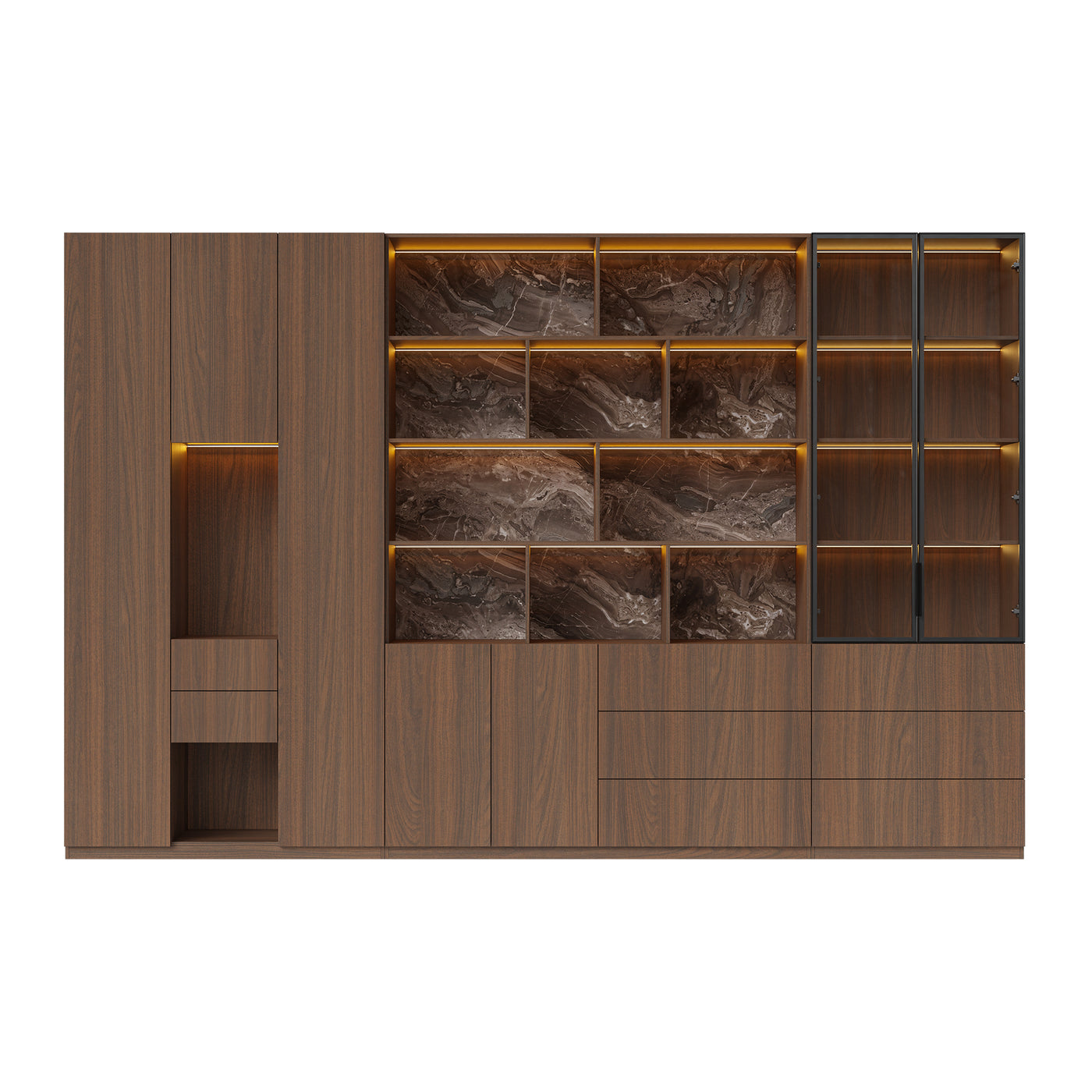 3-Piece Display Cabinet Storage Set-Brown