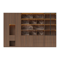 3-Piece Display Cabinet Storage Set-Brown