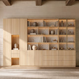 3-Piece Display Cabinet Storage Set-Natural