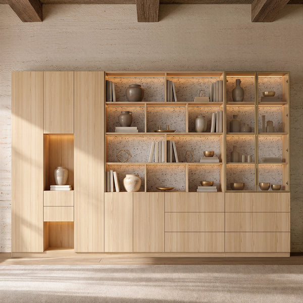 3-Piece Display Cabinet Storage Set-Natural
