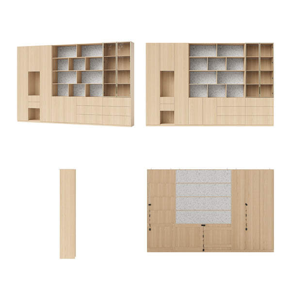 3-Piece Display Cabinet Storage Set-Natural