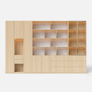3-Piece Display Cabinet Storage Set-Natural