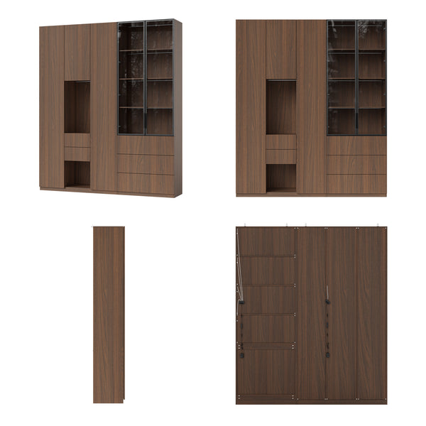 Modular Glass Display Cabinet Set-Brown