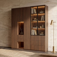 Modular Glass Display Cabinet Set-Brown