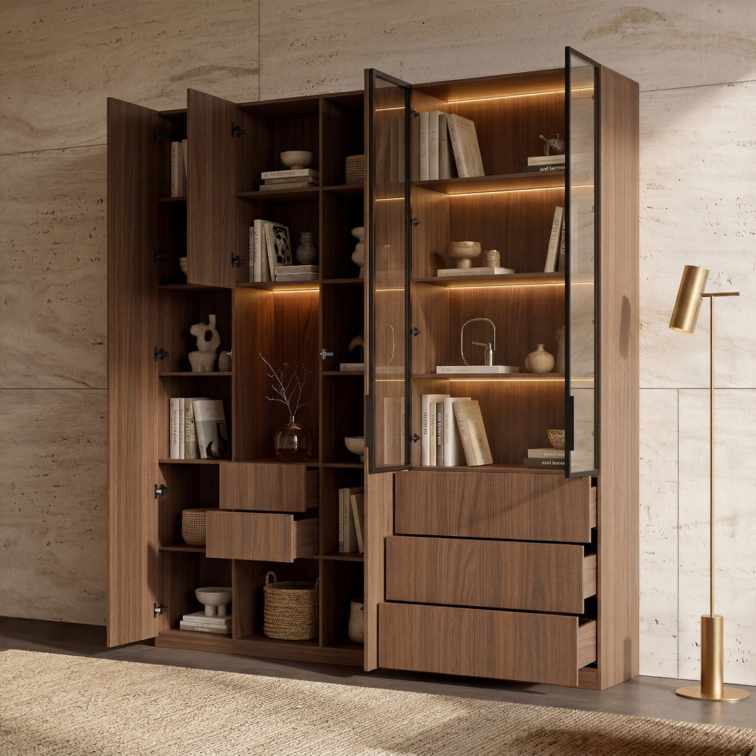 Modular Glass Display Cabinet Set