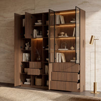 Modular Glass Display Cabinet Set-Brown