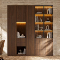 Modular Glass Display Cabinet Set-Brown