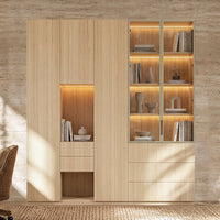 Modular Glass Display Cabinet Set-Natural