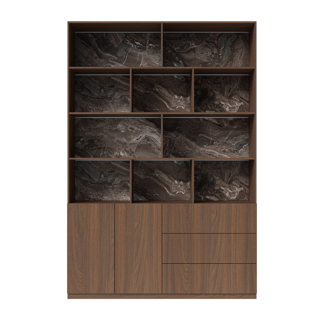 Storage Cabinet with Open Shelves and Drawers