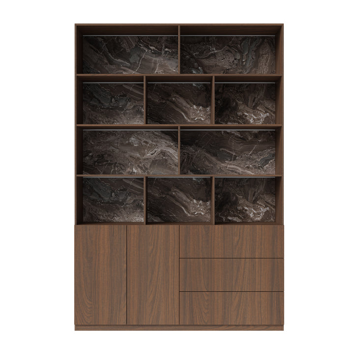 Storage Cabinet with Open Shelves and Drawers