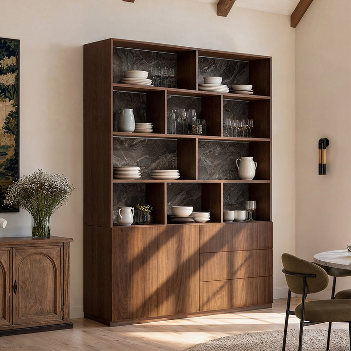 Storage Cabinet with Open Shelves and Drawers