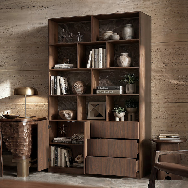 Storage Cabinet with Open Shelves and Drawers