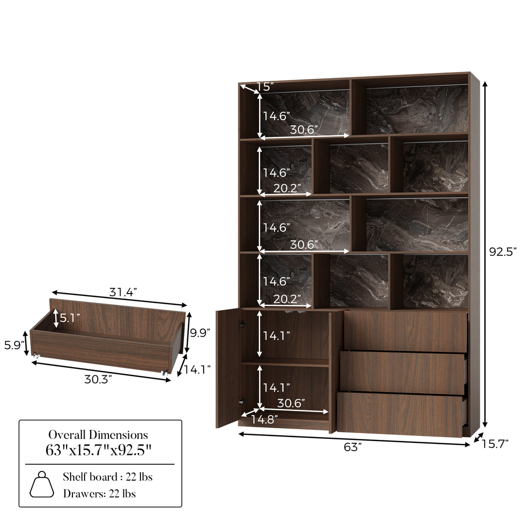 Storage Cabinet with Open Shelves and Drawers