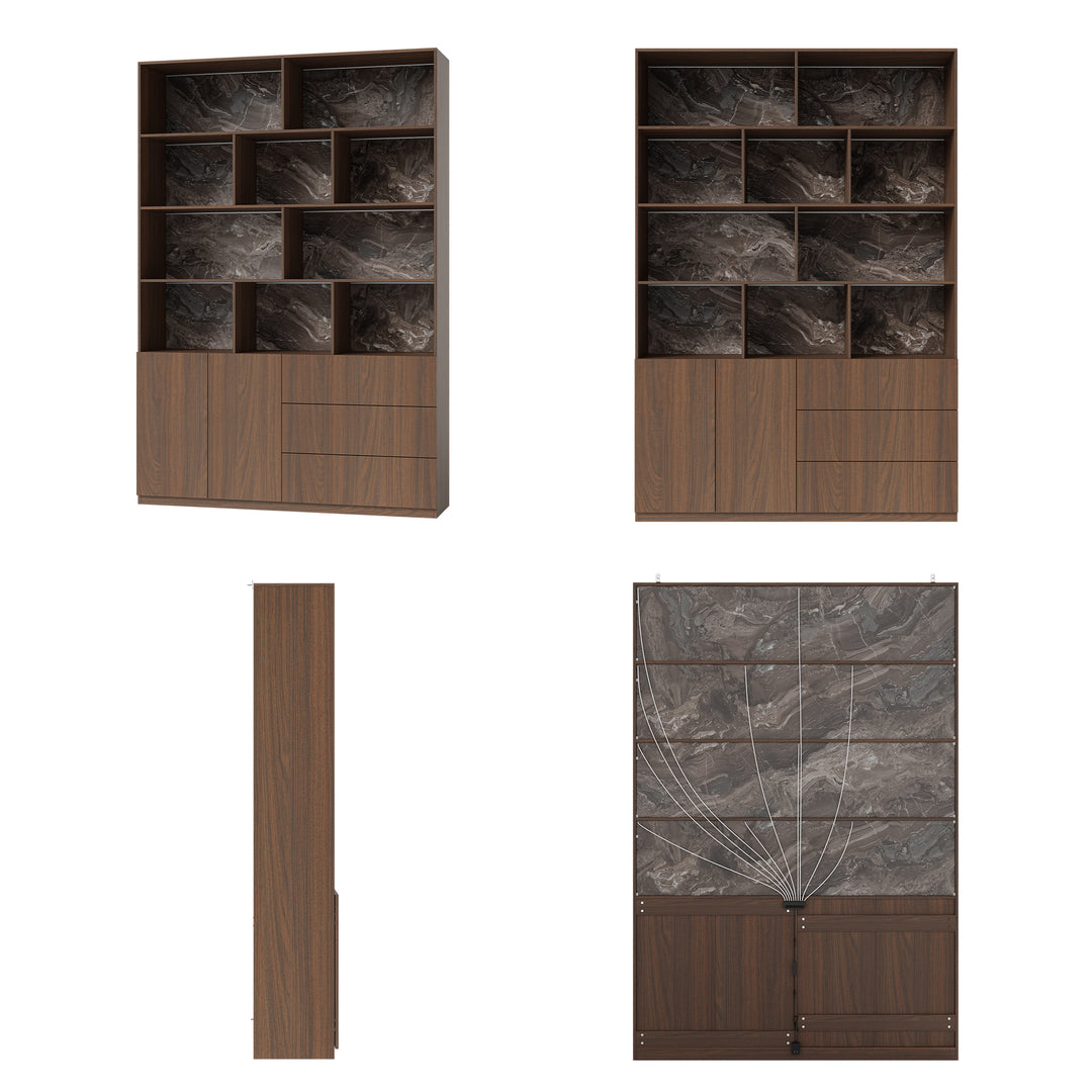 Storage Cabinet with Open Shelves and Drawers