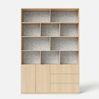 Storage Cabinet with Open Shelves and Drawers-Natural