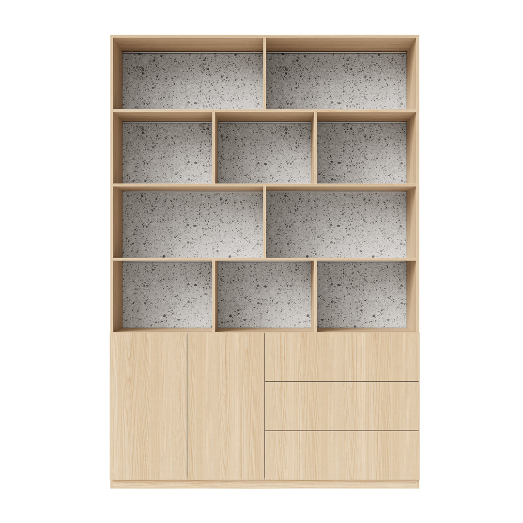 Storage Cabinet with Open Shelves and Drawers
