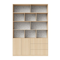 Storage Cabinet with Open Shelves and Drawers-Natural