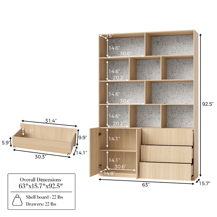 Storage Cabinet with Open Shelves and Drawers