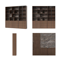 Bookcase Storage Cabinet Set with Drawers-Brown