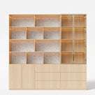 Bookcase Storage Cabinet Set with Drawers-Natural