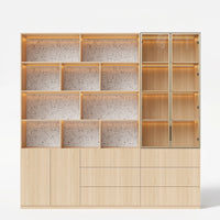Bookcase Storage Cabinet Set with Drawers-Natural