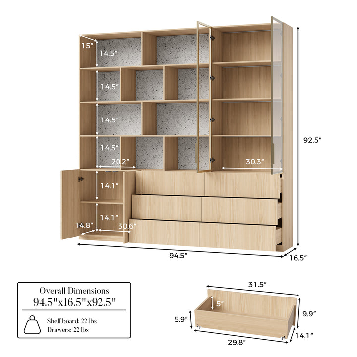 Bookcase Storage Cabinet Set with Drawers