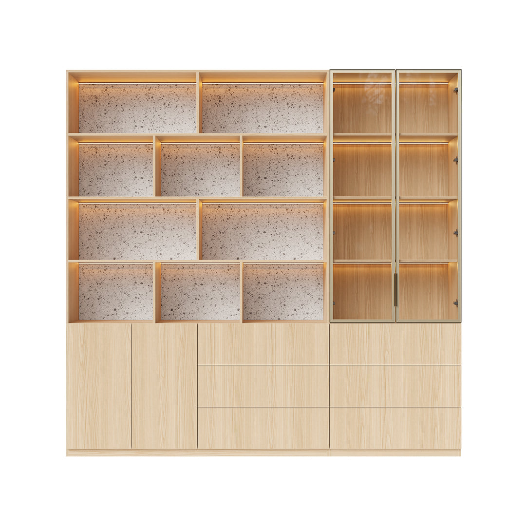 Bookcase Storage Cabinet Set with Drawers