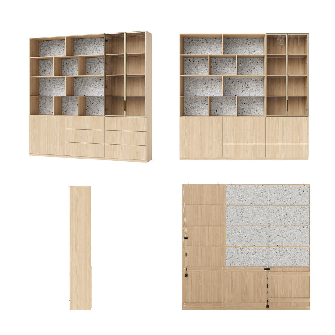 Bookcase Storage Cabinet Set with Drawers