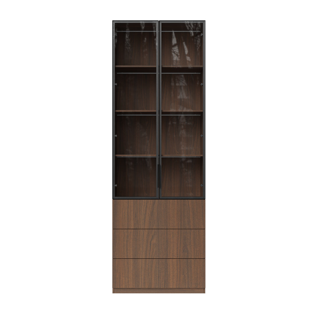 Glass Display Cabinet with 3 Drawers