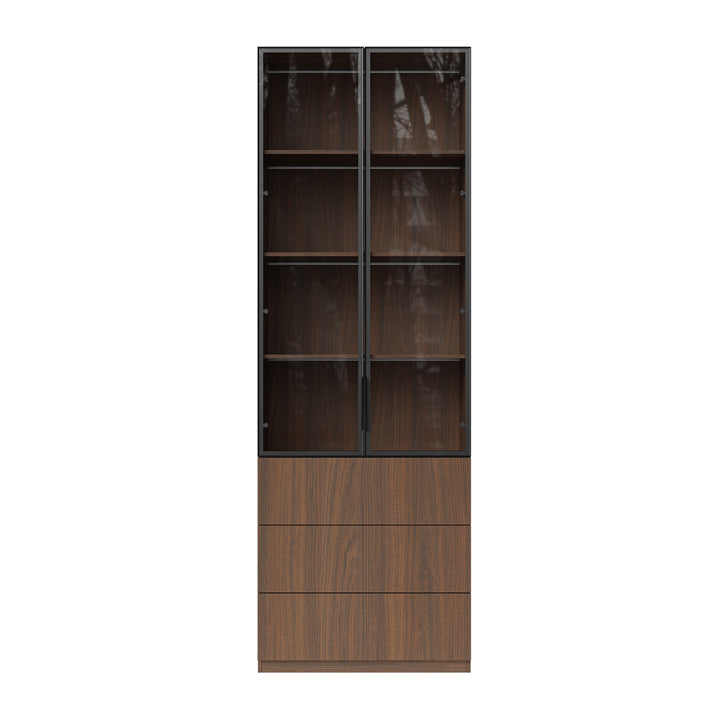 Glass Display Cabinet with 3 Drawers