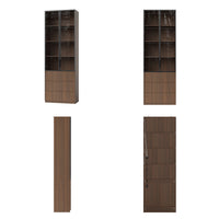 2-Door Glass Display Cabinet with 3 Drawers-Brown