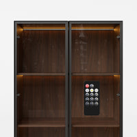Glass Display Cabinet with 3 Drawers-Brown