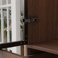 Glass Display Cabinet with 3 Drawers-Brown
