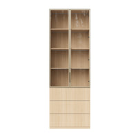 Glass Display Cabinet with 3 Drawers-Natural