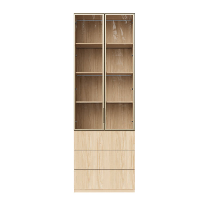 Glass Display Cabinet with 3 Drawers