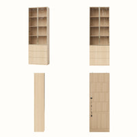 2-Door Glass Display Cabinet with 3 Drawers-Natural