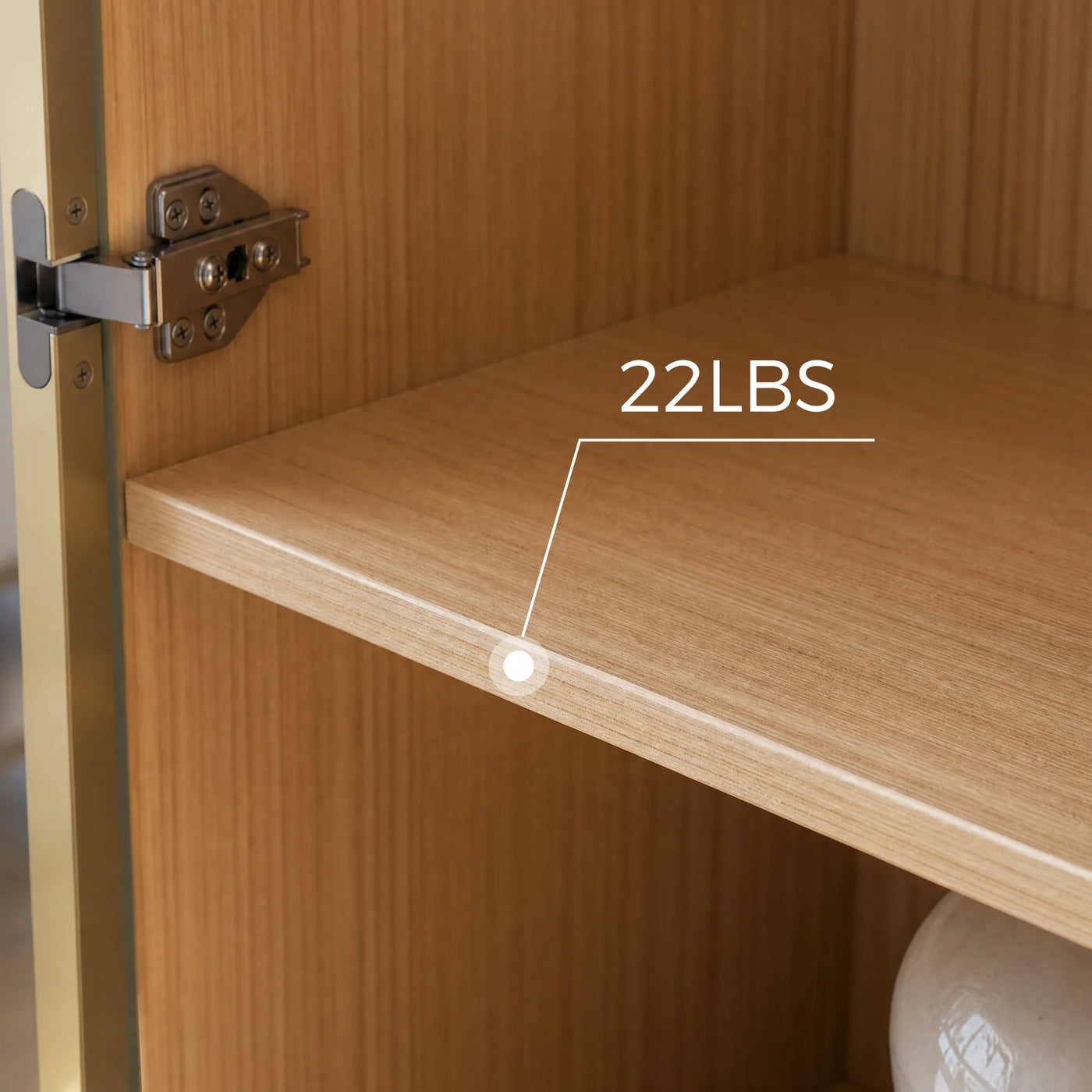 2-Door Glass Display Cabinet with 3 Drawers-Natural