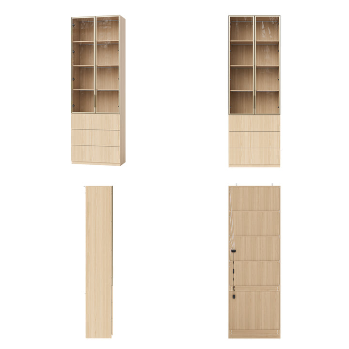 Glass Display Cabinet with 3 Drawers